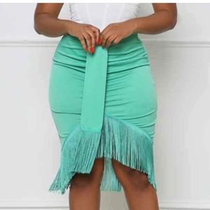 Green fringe skirt